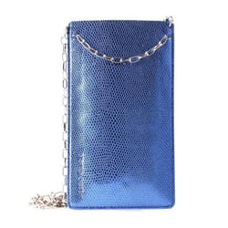 Puro GLAM Chain - Etui universel pour smartphones avec 2 emplacements pour cartes avec chaîne dorée XL (bleu) -