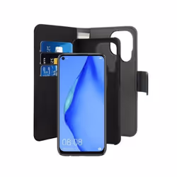 PURO HWP40LBOOKC3BLK, Étui avec portefeuille, Huawei, Huawei P40 Lite, 16,3 cm (6.4"), Noir
