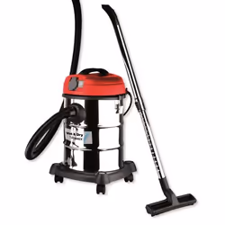 Ribimex PRASP30LPE, 1200 W, Aspirateur réservoir cylindrique, Sec&amp;humide, 30 L, 74 dB, Rouge, Acier inoxydable