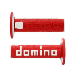 Poignées revêtement guidon off road Domino A360 rouge et blanc pour moto cross