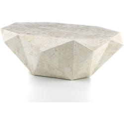 Diamond medium Table basse (120 x 70 x 40h) en pierre fossile beige