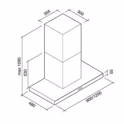 Falmec Lumina NRS, 800 m³/h, 33 dB, 51 dB, 65 cm, 65 cm, Montée au mur