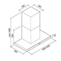 Falmec Lumina NRS Montée au mur Noir, Acier inoxydable 800 m³/h