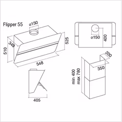 Falmec Flipper Montée au mur Blanc 800 m³/h A