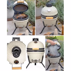 Barbecue céramique Kamado Thermomètre intégré SUR TREPIEDS Pour griller cuire et fumer