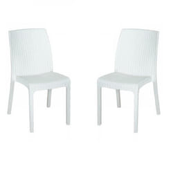 Chaise empilable en polypropylène effet rotin VIRGINIA BIANCO set 2 pièces