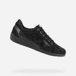 Baskets basses Geox D MYRIA Femme - Noir - Cuir - Zip - Compensé affiné