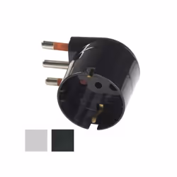 Adaptateur schuko 90° 1 fiche 16A 2P+T 1 prise schuko