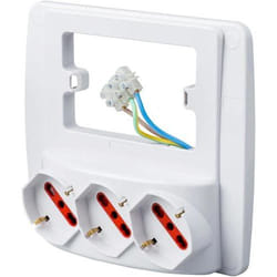 Rosi RS94132 prise de courant 3 x Type F + Type L Rouge, Blanc