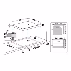 Hotpoint FTGHL 641 D/IX/HA, Acier inoxydable, Intégré, 60 cm, Gaz, Acier inoxydable, 4 zone(s)
