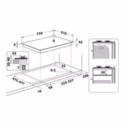 Hotpoint FTGHL 751 D/IX/HA Acier inoxydable Intégré 75 cm Gaz 5 zone(s) - Vue supplémentaire 5