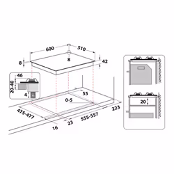 Hotpoint FTGHG 641 D/HA(BK) Noir Intégré 60 cm Gaz 4 zone(s) - Vue supplémentaire 5