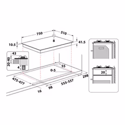 Hotpoint FTGHG 751 D/HA(BK) Noir Intégré 75 cm Gaz 5 zone(s) - Vue supplémentaire 13