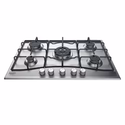 Hotpoint PCN 752 T/IX/HA, Noir, Acier inoxydable, Intégré, 75 cm, Gaz, Acier inoxydable, 5 zone(s)