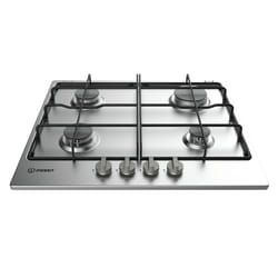 Indesit THP 642 IX/I Noir, Acier inoxydable Intégré 58 cm Gaz 4 zone(s)
