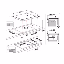 Indesit RI 360 C Noir Intégré 58 cm Céramique 3 zone(s)
