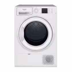 Hotpoint NTM1081FR, Pose libre, Charge avant, Condensation, Blanc, Boutons, Rotatif, Droite