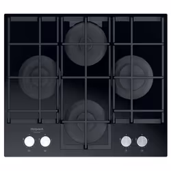 Hotpoint HAGS 61F/BK, Noir, Intégré, 59.5 cm, Gaz, Verre, 4 zone(s)