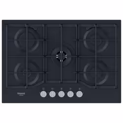 Hotpoint HAGS 72F/BK, Noir, Intégré, 73 cm, Gaz, Verre, 5 zone(s)