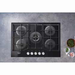 Hotpoint HAGS 72F/BK Noir Intégré 73 cm Gaz 5 zone(s) - Vue supplémentaire 4