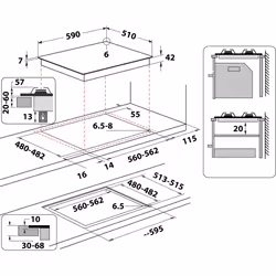 Indesit ING 61T/BK Noir Intégré 59 cm Gaz 4 zone(s) - Vue supplémentaire 20