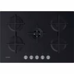 Indesit ING 72T/BK, Noir, Intégré, 73 cm, Gaz, Verre, 5 zone(s)
