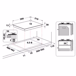 Indesit TH 642 /I (AV) Avoine Intégré 58 cm Gaz 4 zone(s) - Vue supplémentaire 9