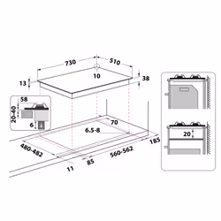 Indesit TH 752 /I (AV) Avoine Intégré 75 cm Gaz 5 zone(s) - Vue supplémentaire 6