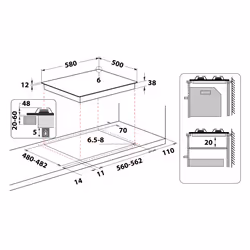 Indesit PAA 642 IX/I WE1 Acier inoxydable Intégré 58 cm Gaz 4 zone(s) - Vue supplémentaire 5