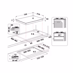 Indesit ING 72T/BK 1 Noir Intégré 75 cm Gaz 5 zone(s) - Vue supplémentaire 6