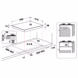 Indesit THP 642 IX/I 1 Acier inoxydable Intégré 60 cm Gaz 4 zone(s) - Vue supplémentaire 5