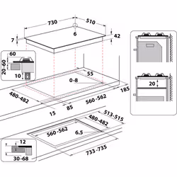 Hotpoint HAGS 72S BK Noir Intégré 73 cm Gaz 4 zone(s) - Vue supplémentaire 2