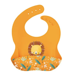 Bavoir récupérateur en silicone, Animaux Orange  30 x 22 cm
