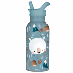 Gourde pour enfant en inox isotherme 350 ml, Animaux Bleu  20 x 7 cm