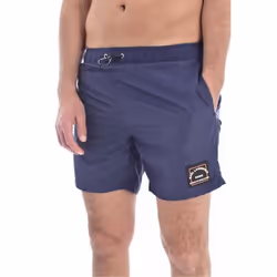 Short de bain uni logo patché - Karl Lagerfeld - Homme - Bleu - Coupe droite - Taille élastiquée