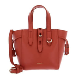 FURLA Sac à épaule bandoulière rouge en cuir pour femme - Net Mini Tote Bag Cannella 192654