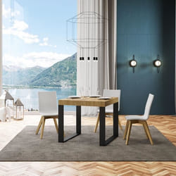Table - TECNO - 90X90 - Chêne Nature - Extensible jusquà 246 cm - 8 Places - Design Contemporain