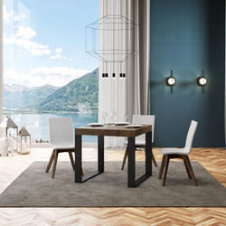 Table extensible TECNO - 90x90 cm - Noyer - 8 places - Bois massif - Salle à manger