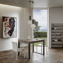 Table extensible - TECNO - Rectangulaire - Bois massif - Noyer - 8 à 10 personnes