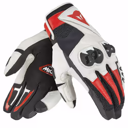 Dainese Mig C2 Gants de moto, noir-blanc-rouge, taille 2XL pour Hommes