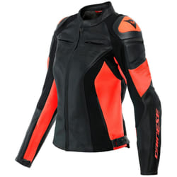Dainese Racing 4 Veste en cuir de moto pour dames, noir-rouge, taille 44 pour Femmes