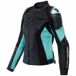 Dainese Racing 4 Veste en cuir de moto pour dames, noir-bleu, taille 42 pour Femmes