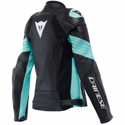 Dainese Racing 4 Veste en cuir de moto pour dames, noir-bleu, taille 42 pour Femmes