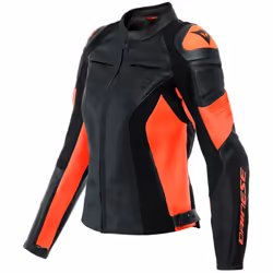 Dainese Racing 4 Veste en cuir de moto pour dames, noir-rouge, taille 40 pour Femmes