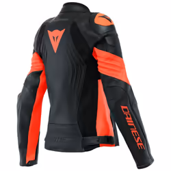 Dainese Racing 4 Veste en cuir de moto pour dames, noir-rouge, taille 42 pour Femmes