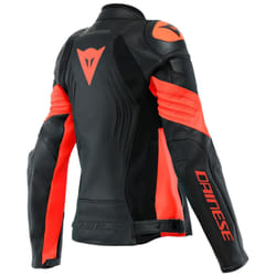 Dainese Racing 4 Veste en cuir de moto pour dames, noir-rouge, taille 42 pour Femmes