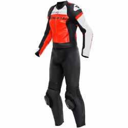 Dainese Mirage Costume en cuir de moto deux pièces pour dames, noir-blanc-rouge, taille 48 pour Femmes
