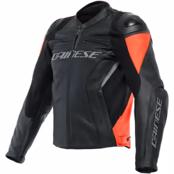 Dainese Racing 4 Blouson en cuir de moto, noir-rouge, taille 44 pour Hommes