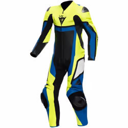 Dainese Gen-Z Costume en cuir pour enfants perforé One Piece, bleu-jaune, taille M 164 pour Des gamins