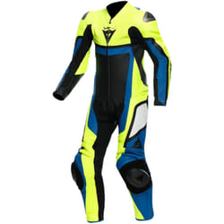 Dainese Gen-Z Costume en cuir pour enfants perforé One Piece, bleu-jaune, taille M 164 pour Des gamins